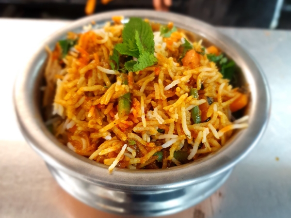 Mallroad House biryani with long-grain rice, mixed spices and herbs. 
